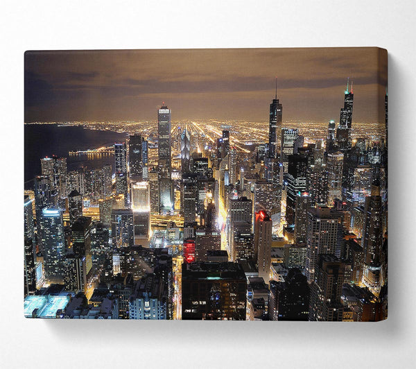  A Canvas Print of Chicago Skyline Nights Canvas Wall Art
