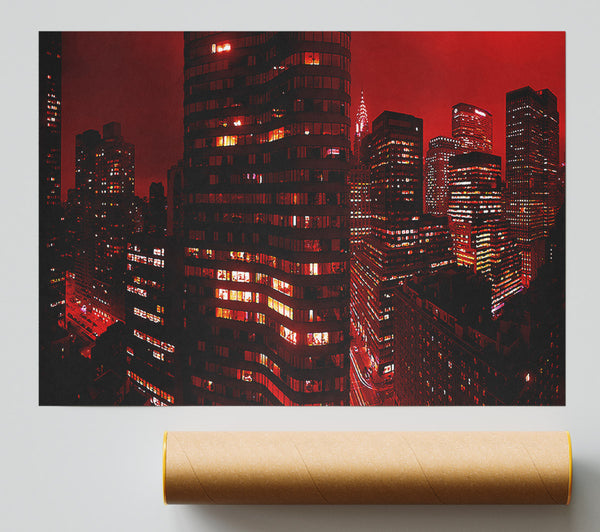 Chrysler Building Red Giclee Print
