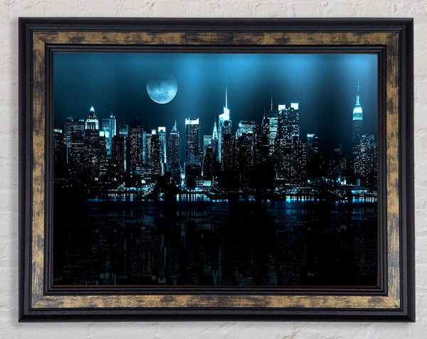 New York City Blue Moon Nights Framed Print