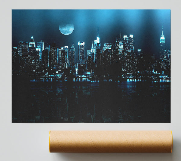 New York City Blue Moon Nights Poster