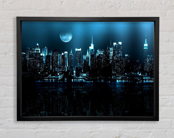 New York City Blue Moon Nights Framed Print