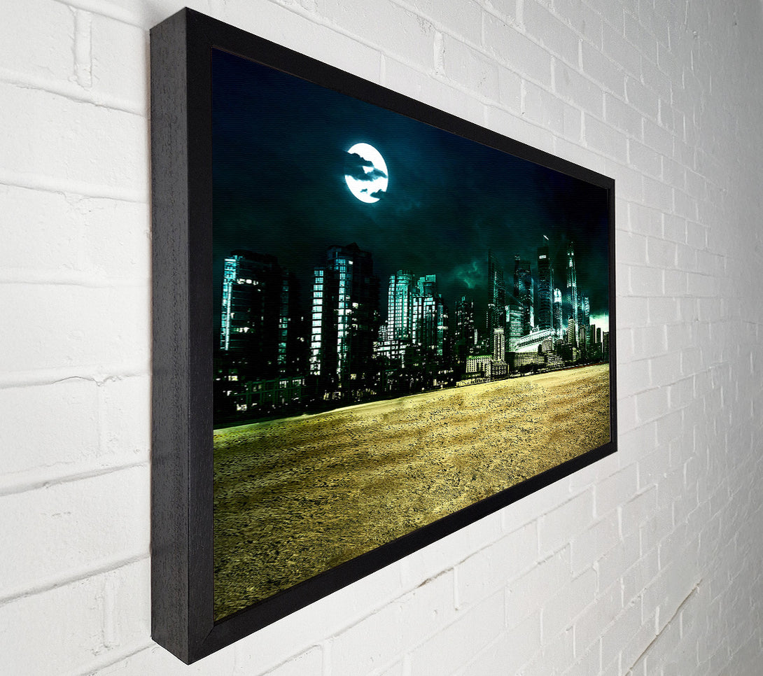  A Canvas Print of City Night Moonlight Canvas Print