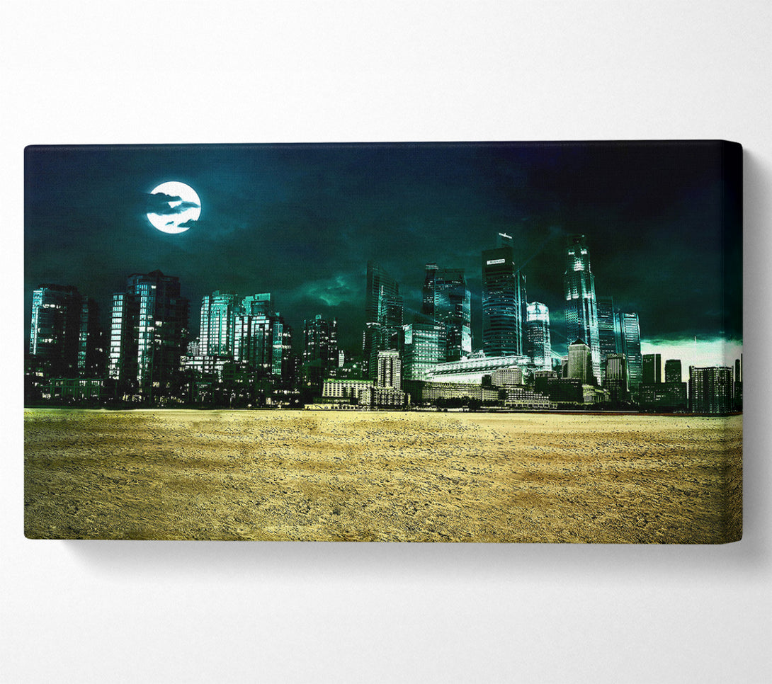  A Canvas Print of City Night Moonlight Canvas Print