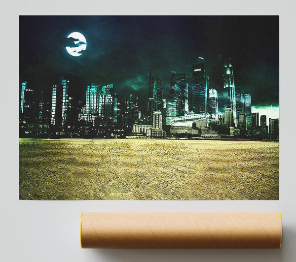 City Night Moonlight Giclee Print