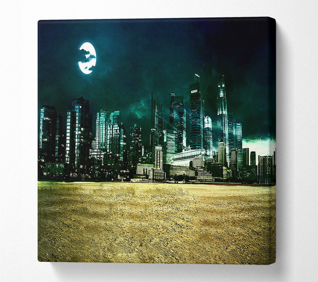  A Canvas Print of City Night Moonlight Canvas Print