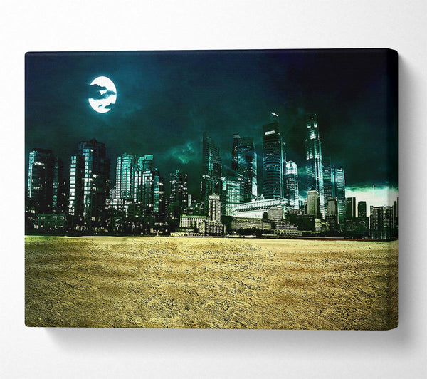  A Canvas Print of City Night Moonlight Canvas Print