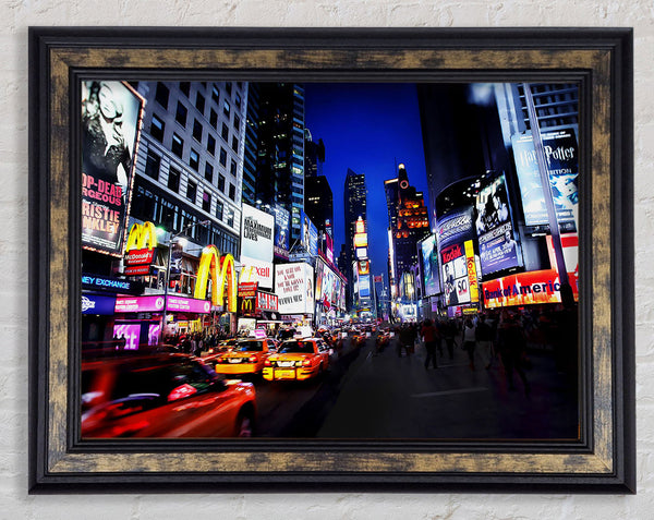 New York Night At The Theatre Framed Print