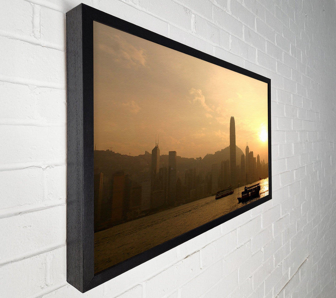  A Canvas Print of Hong Kong Misty Morning Sunrise Canvas Wall Art