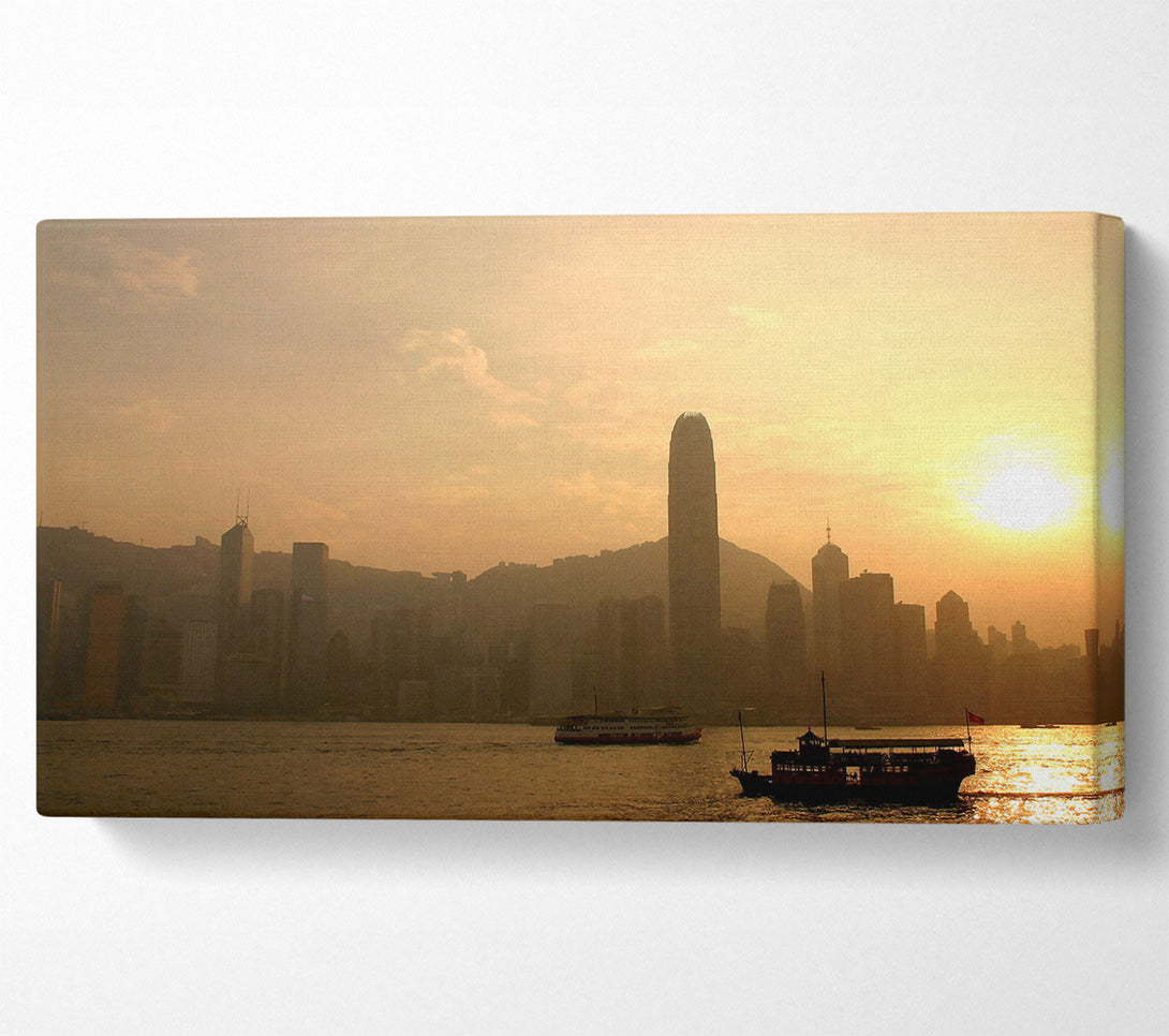  A Canvas Print of Hong Kong Misty Morning Sunrise Canvas Wall Art