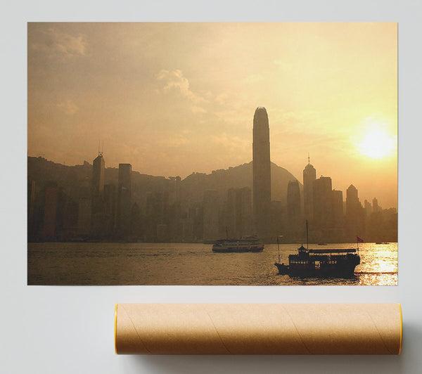 Hong Kong Misty Morning Sunrise Print