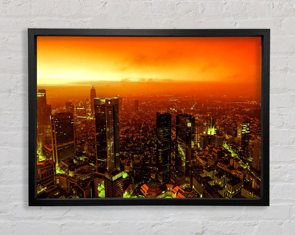 Orange Misty City Framed Print