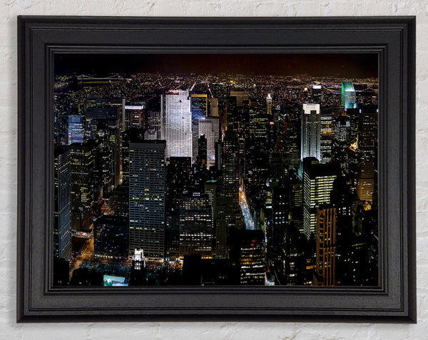 City Building Block Nights Framed Print