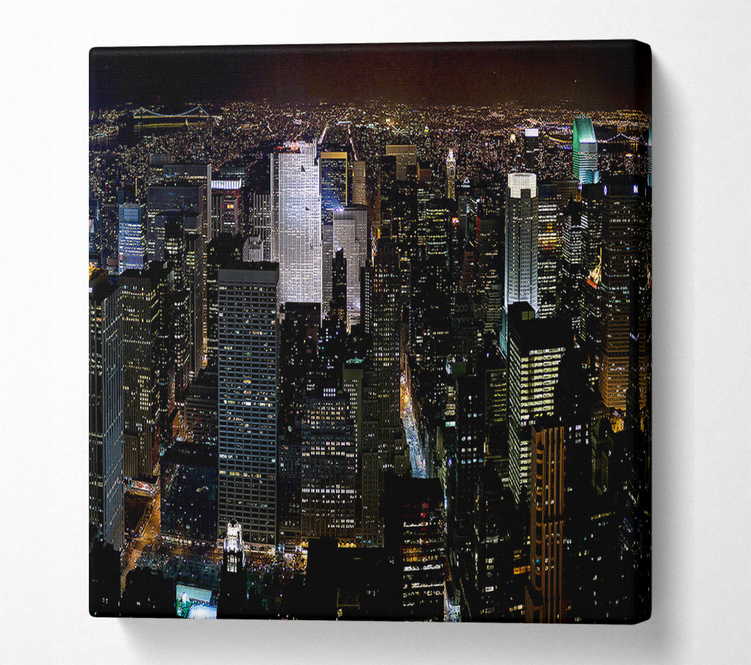  A Canvas Print of City Building Block Nights Canvas Art