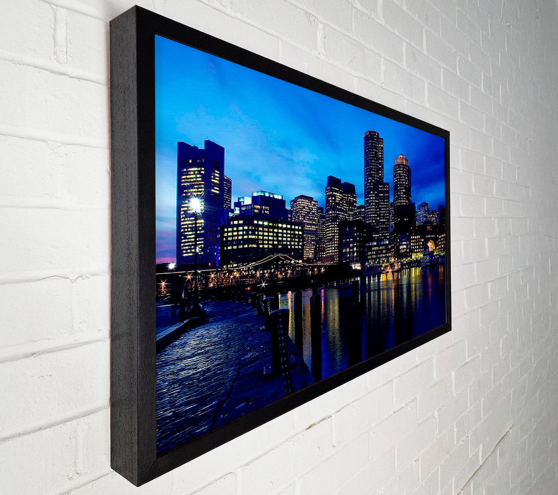  A Canvas Print of City Glow Night Blues Canvas Wall Art