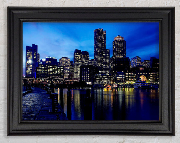 City Glow Night Blues Framed Print