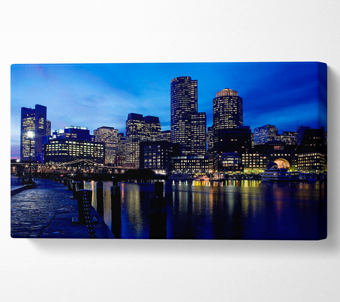  A Canvas Print of City Glow Night Blues Canvas Wall Art