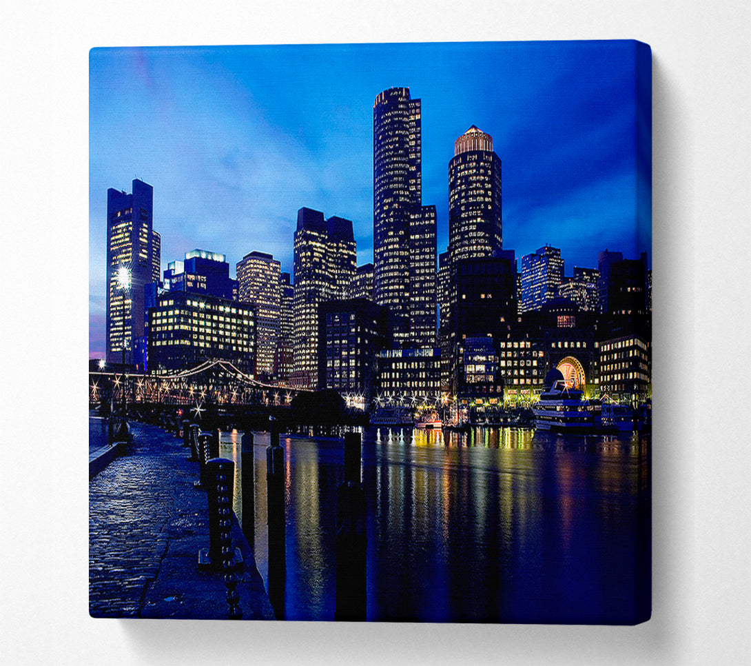  A Canvas Print of City Glow Night Blues Canvas Wall Art