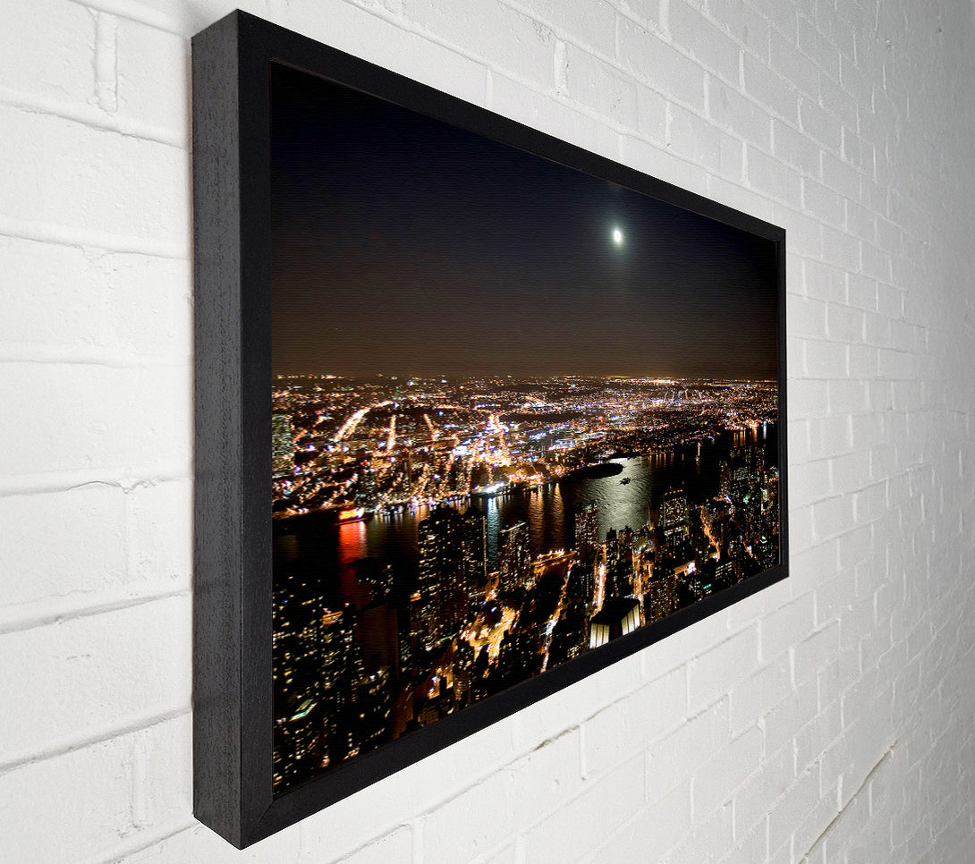  A Canvas Print of City Harbour Moonlight Canvas Art