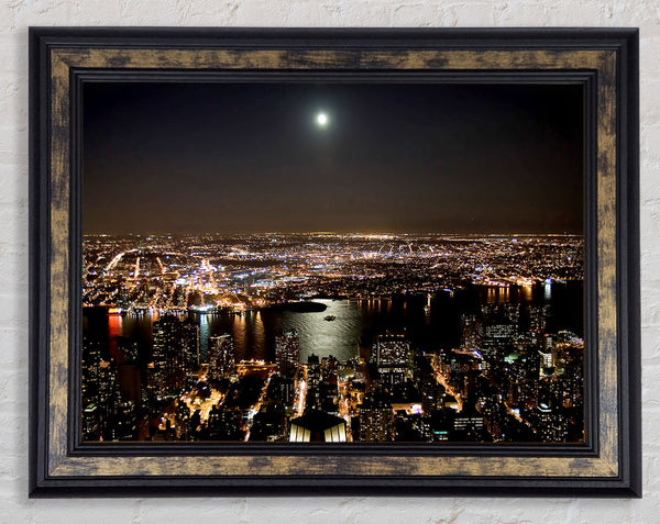 City Harbour Moonlight Framed Print