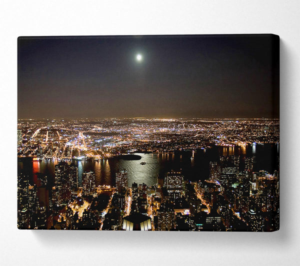  A Canvas Print of City Harbour Moonlight Canvas Art