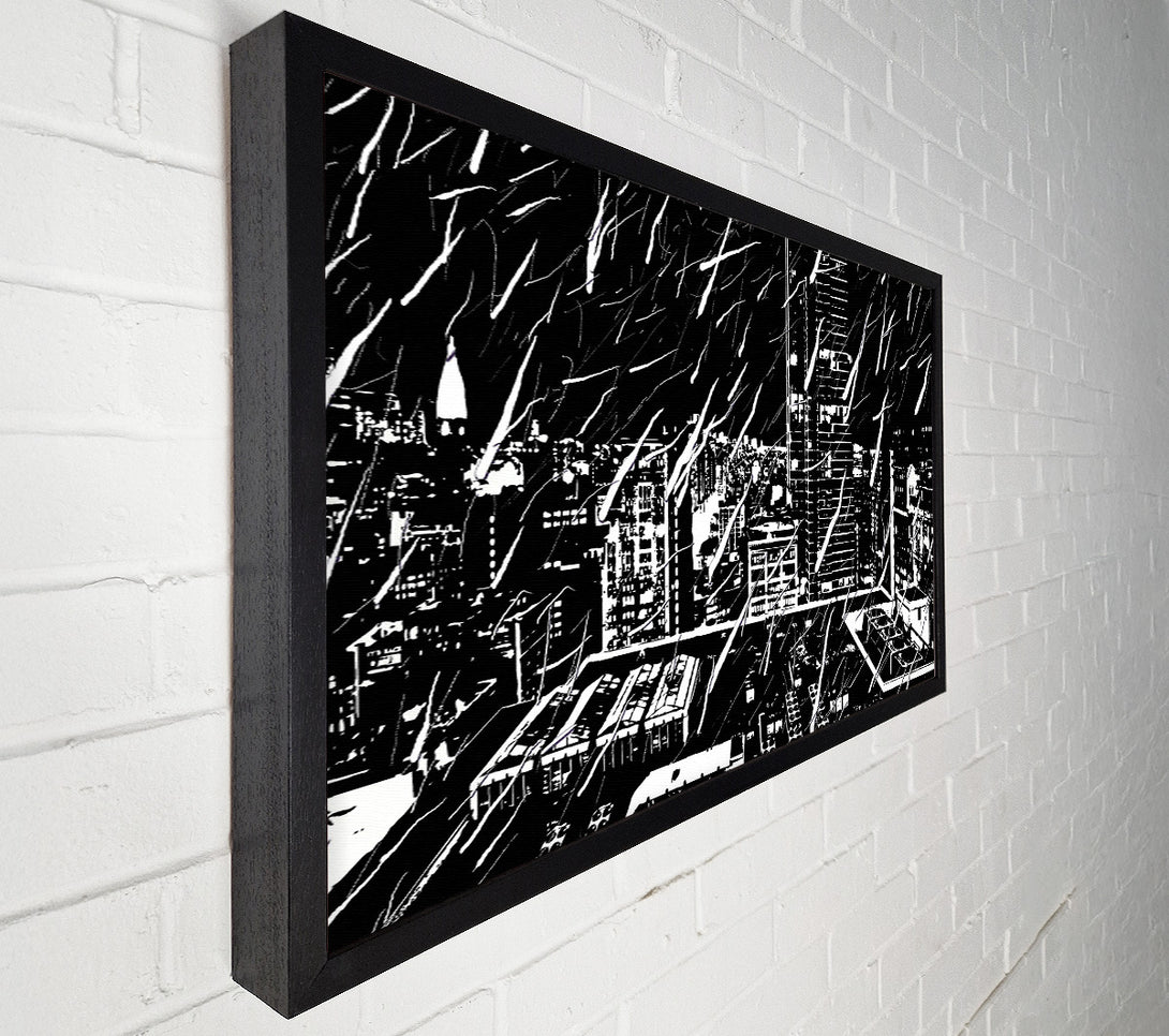  A Canvas Print of City Illustration B n W Canvas Wall Art