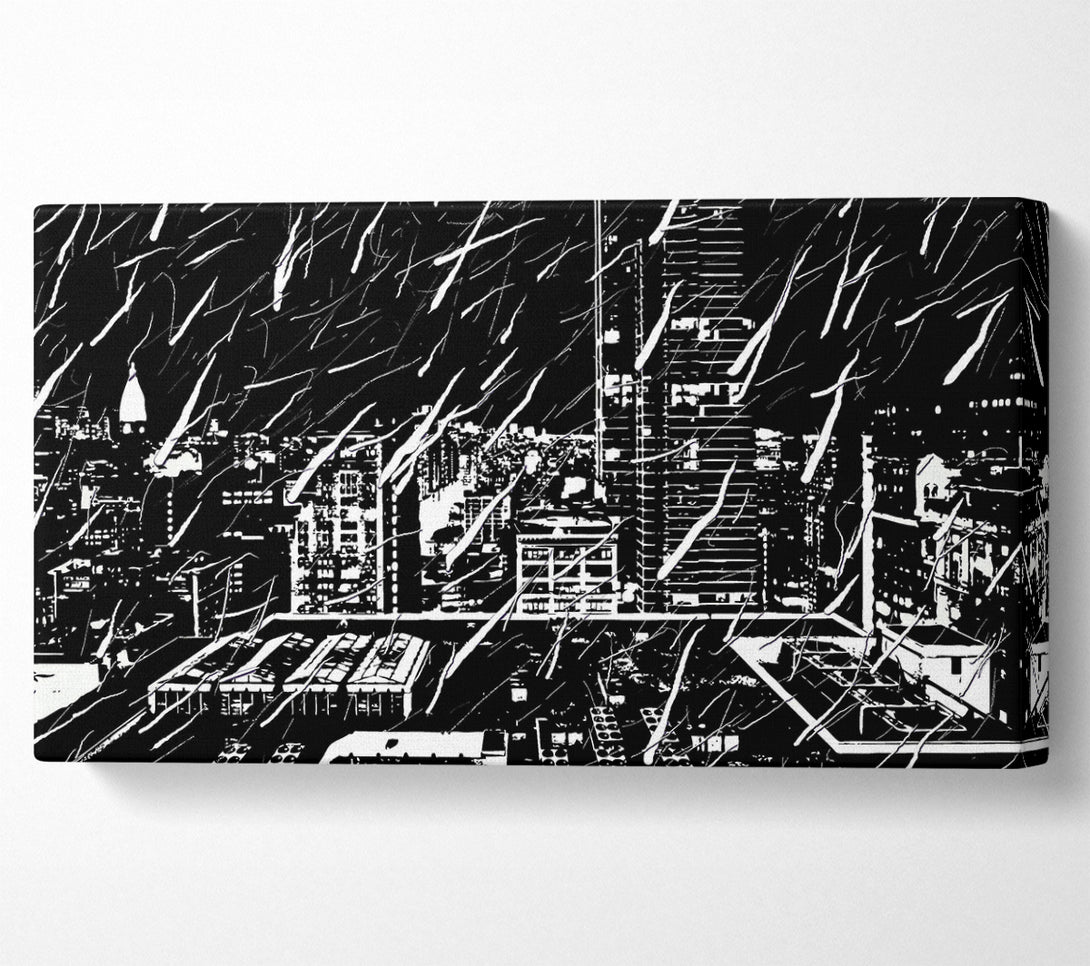  A Canvas Print of City Illustration B n W Canvas Wall Art