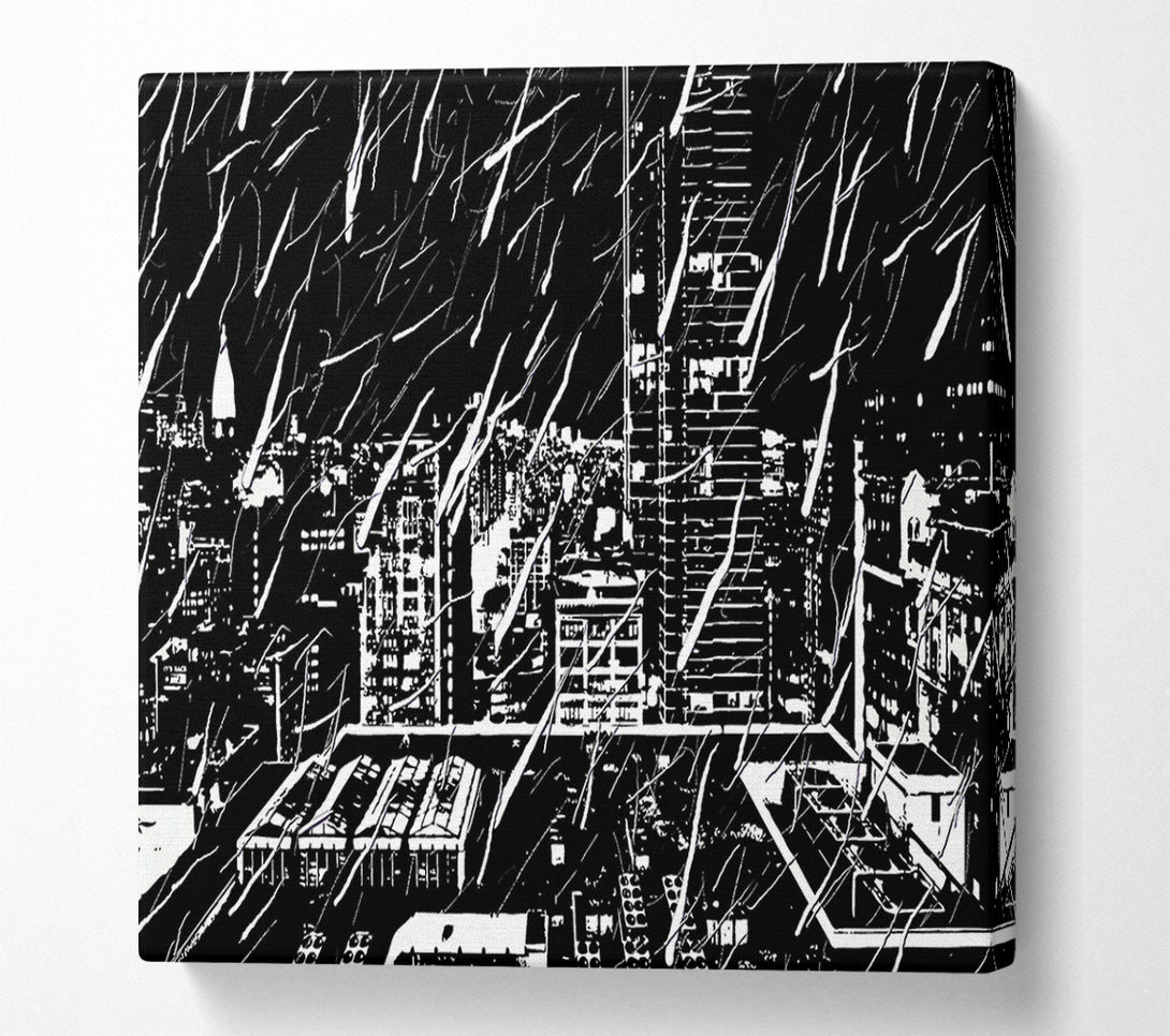  A Canvas Print of City Illustration B n W Canvas Wall Art