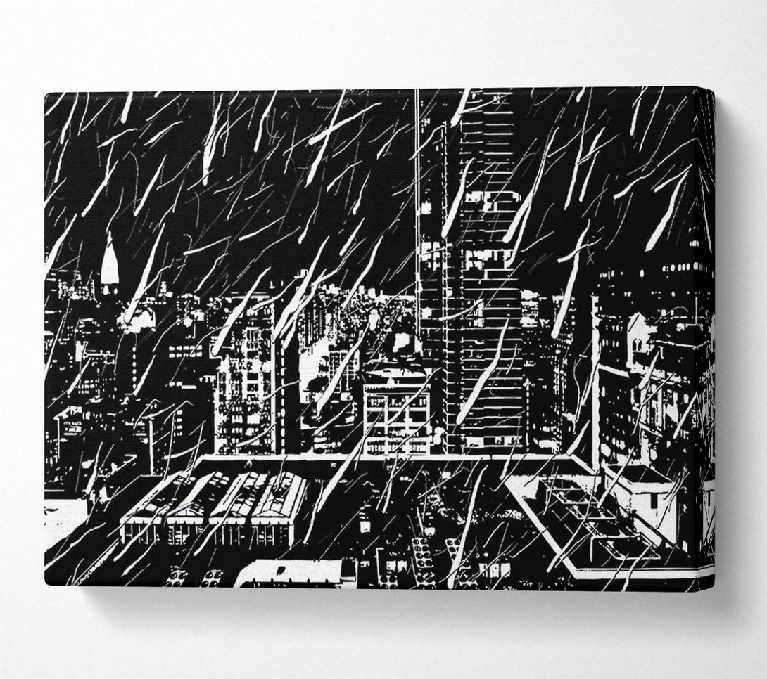 A Canvas Print of City Illustration B n W Canvas Wall Art