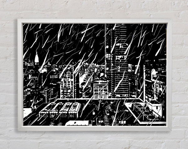City Illustration B n W Framed Print