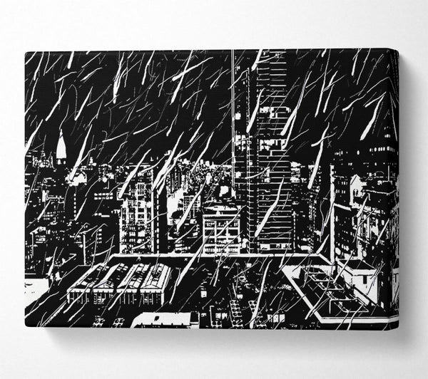  A Canvas Print of City Illustration B n W Canvas Wall Art