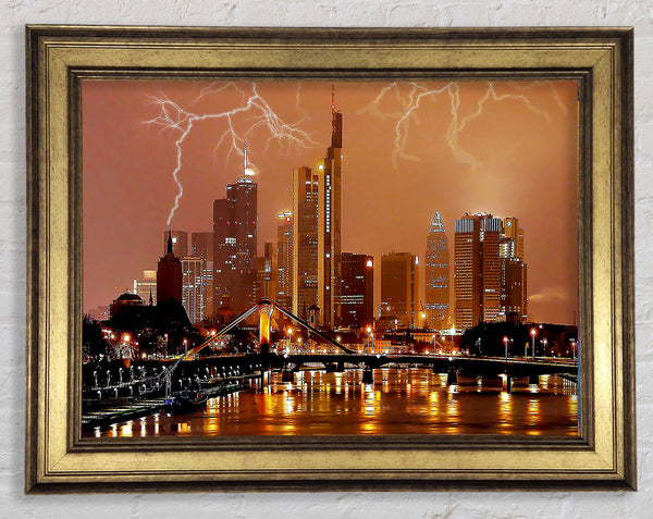 City Lightning Bolts Framed Print