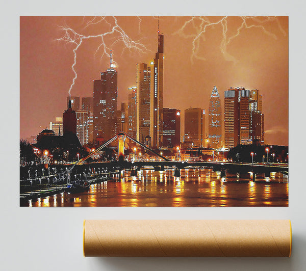 City Lightning Bolts Poster
