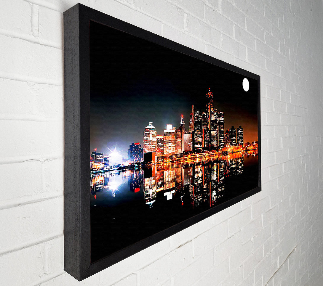  A Canvas Print of City Moonlit Reflections Canvas Wall Art