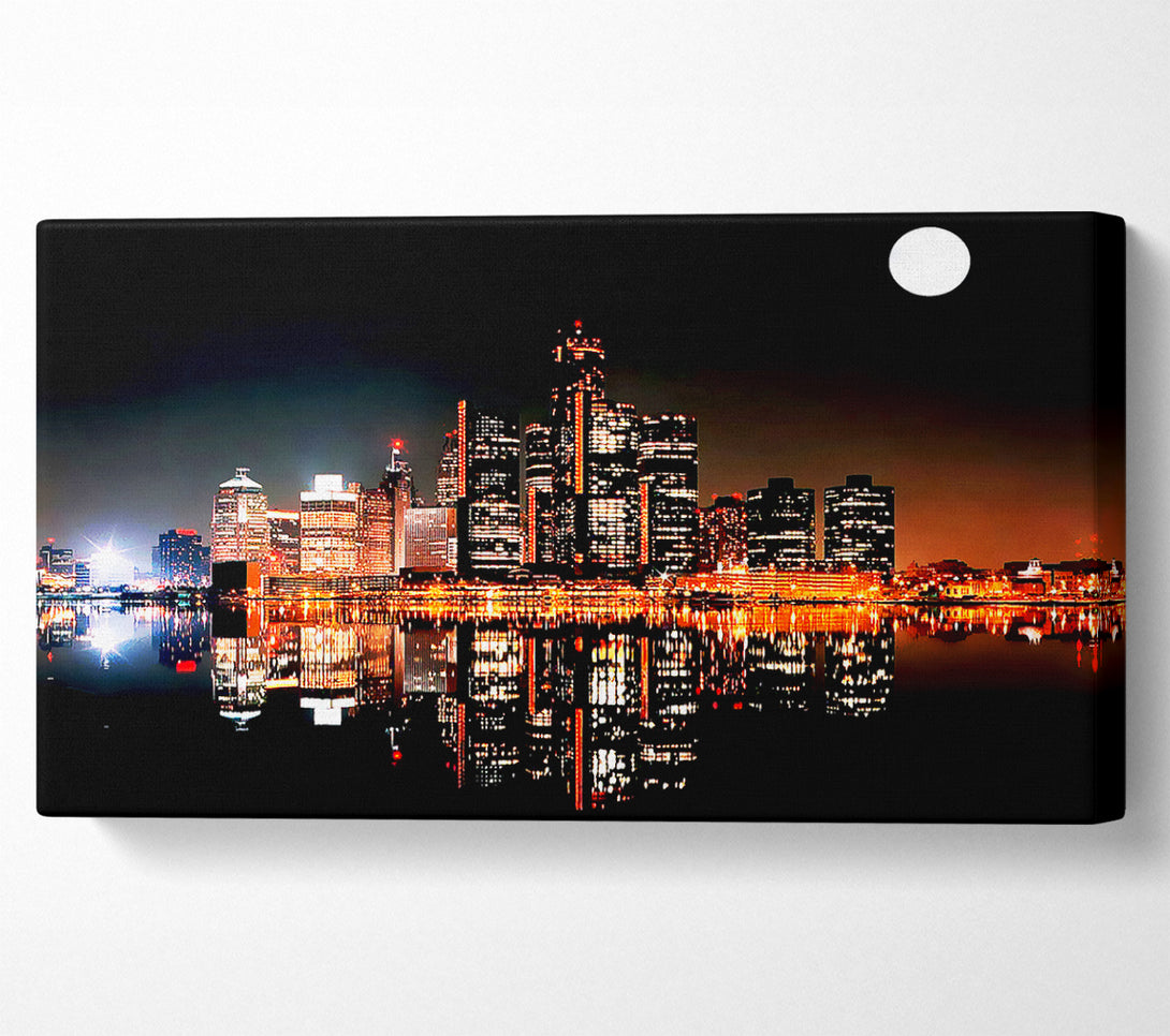  A Canvas Print of City Moonlit Reflections Canvas Wall Art