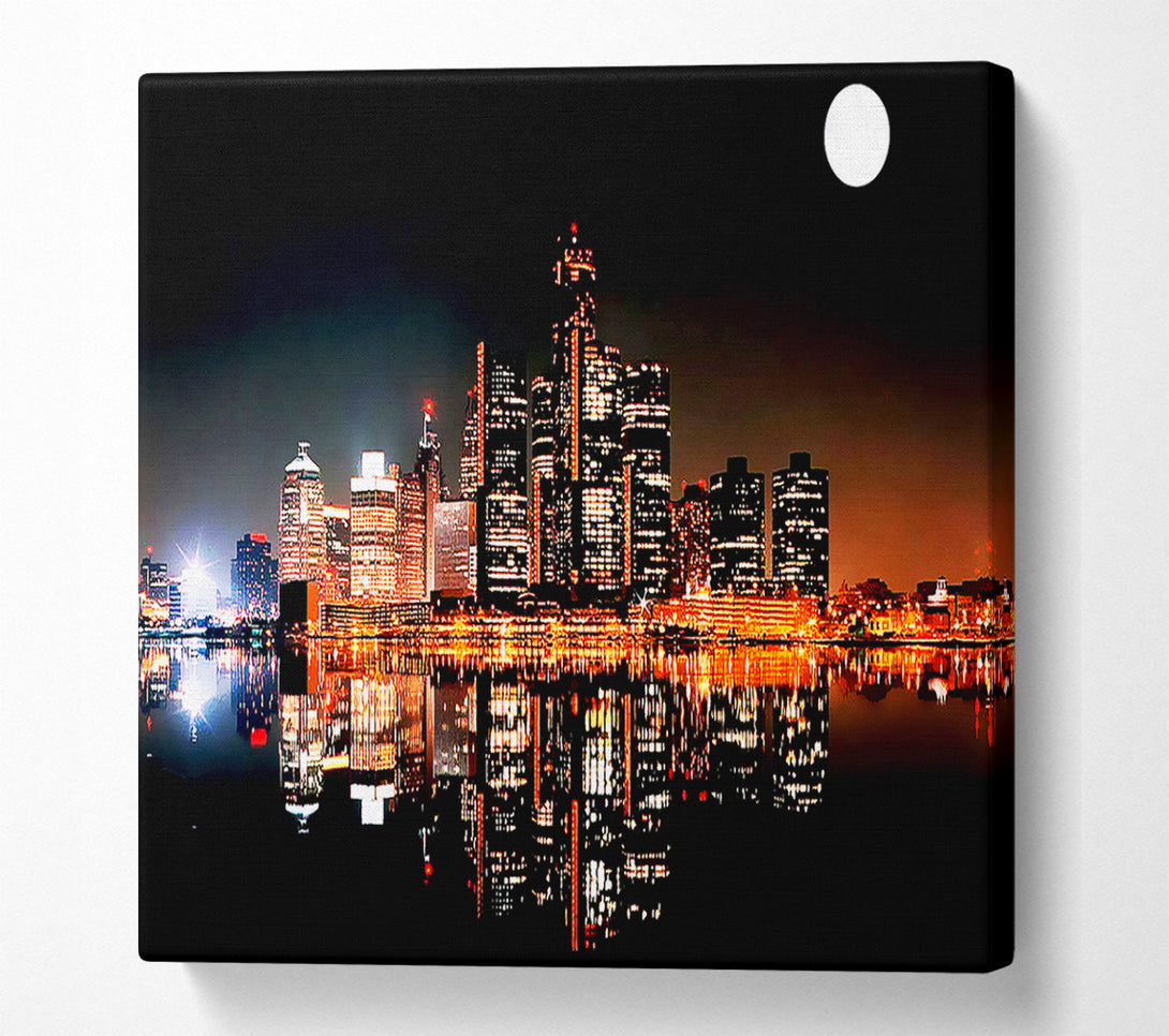  A Canvas Print of City Moonlit Reflections Canvas Wall Art