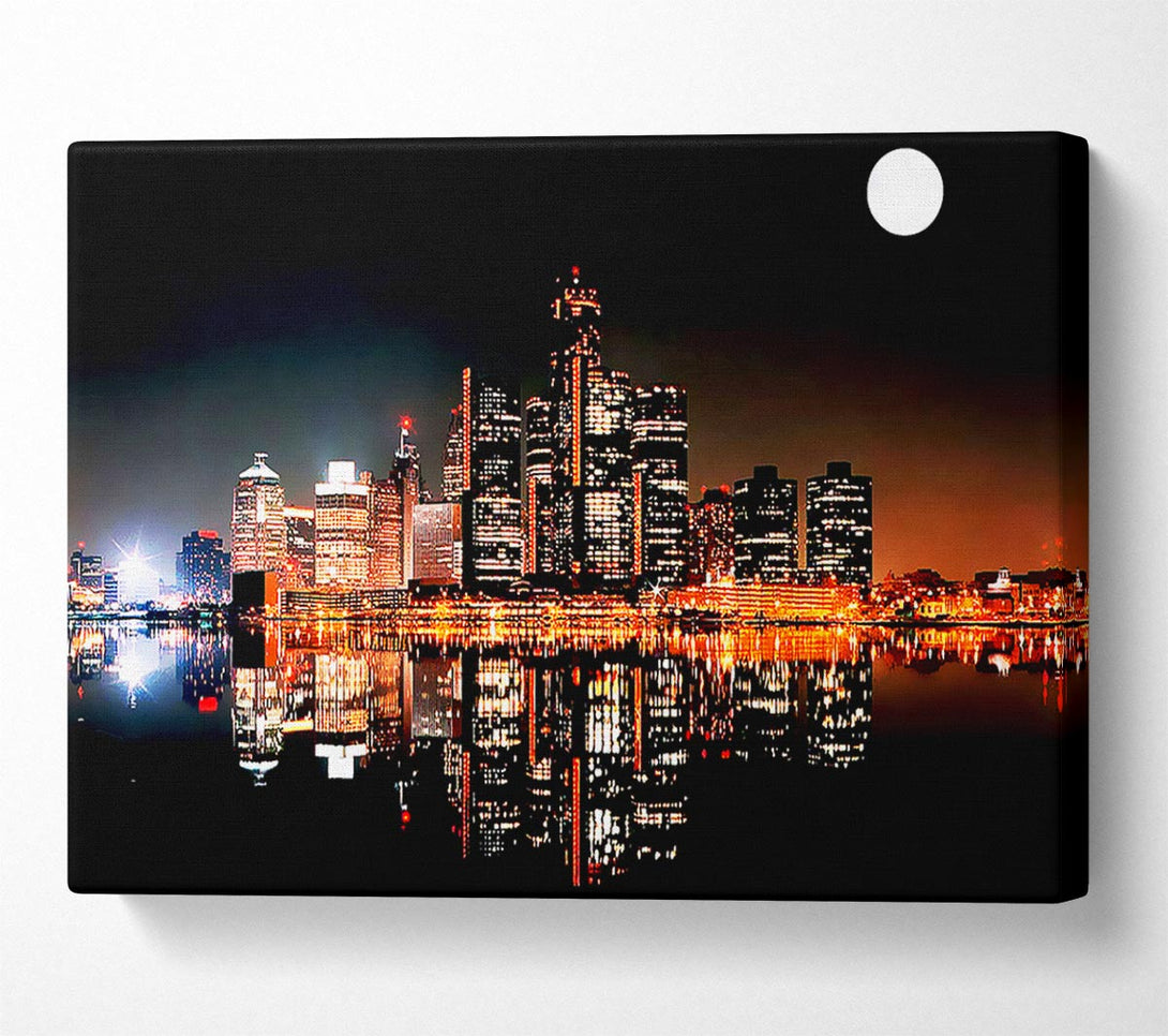  A Canvas Print of City Moonlit Reflections Canvas Wall Art