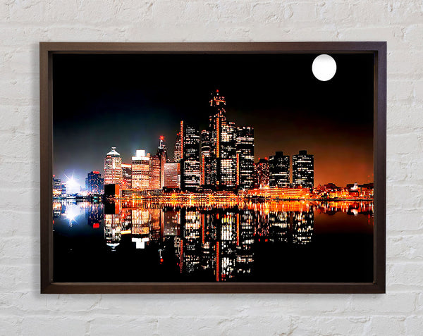 City Moonlit Reflections Framed Print