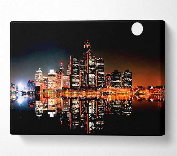  A Canvas Print of City Moonlit Reflections Canvas Wall Art