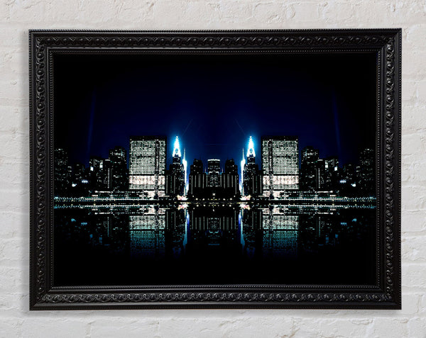 City Night Reflections Framed Print