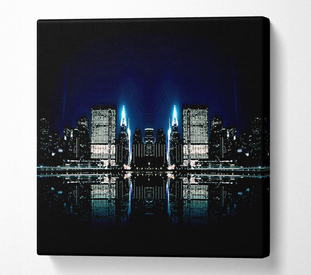  A Canvas Print of City Night Reflections Canvas Print
