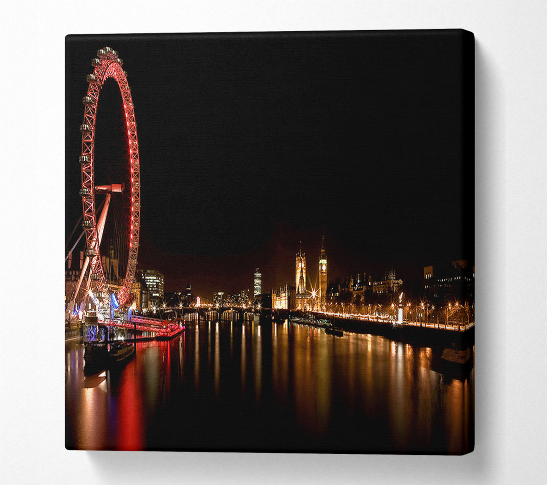 A Canvas Print of London Eye Night England Canvas Art