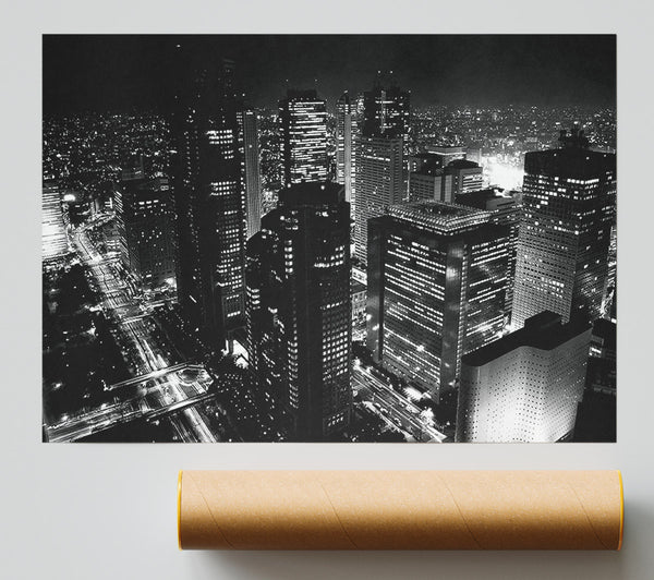 City Nights B N W Poster
