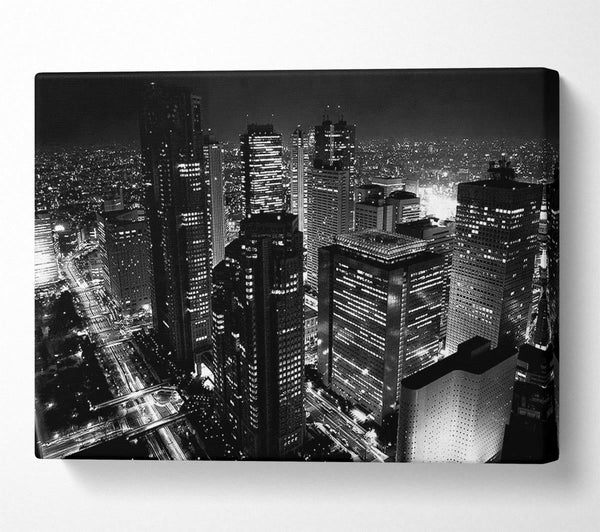  A Canvas Print of City Nights B n W Canvas Print
