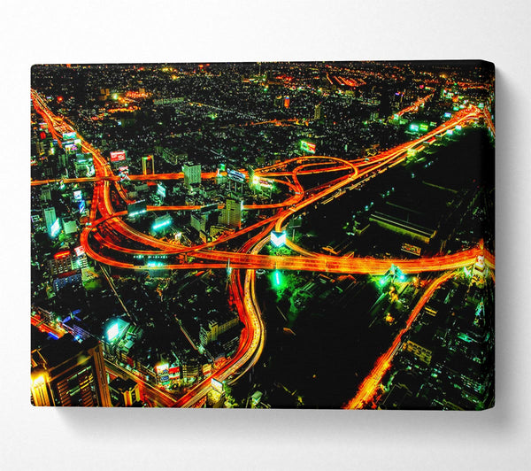  A Canvas Print of City Nightways Canvas Print