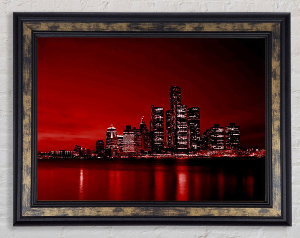 Detroit Red Nights Framed Print