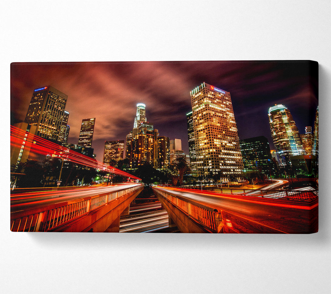  A Canvas Print of Downtown Los Angeles At Night Canvas Wall Art