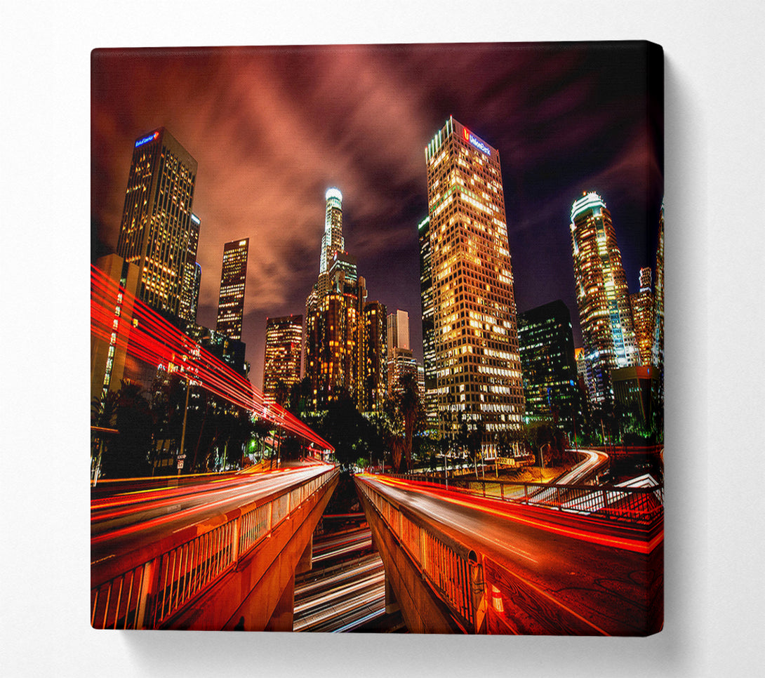  A Canvas Print of Downtown Los Angeles At Night Canvas Wall Art