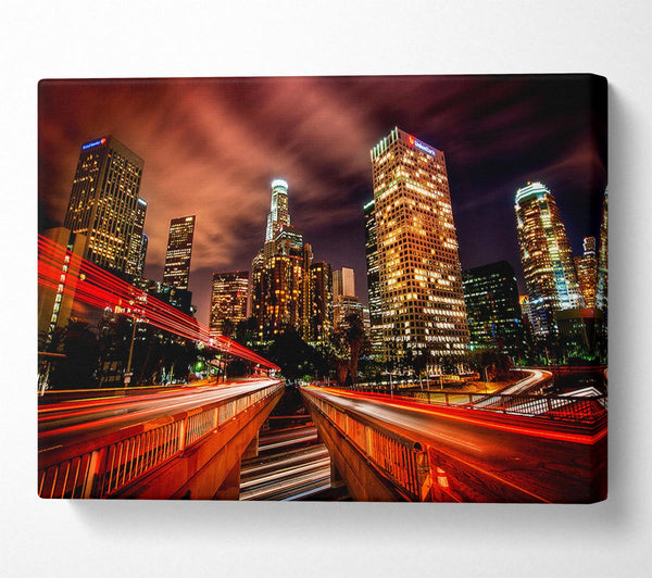 A Canvas Print of Downtown Los Angeles At Night Canvas Wall Art