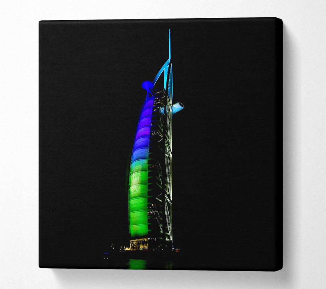  A Canvas Print of Dubai Building Green Blue Canvas Art