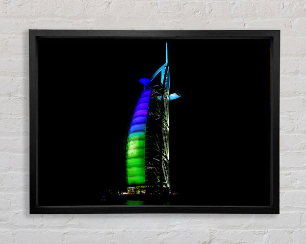 Dubai Building Green Blue Framed Print